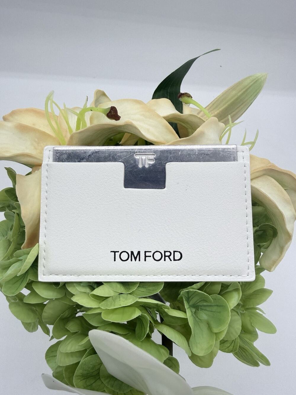 Tom Ford Pocket Mirror With Card Case Wallet Holder White